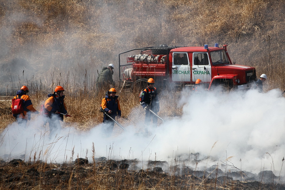  Учения по пожаротушению в Хасанском районе Приморского края